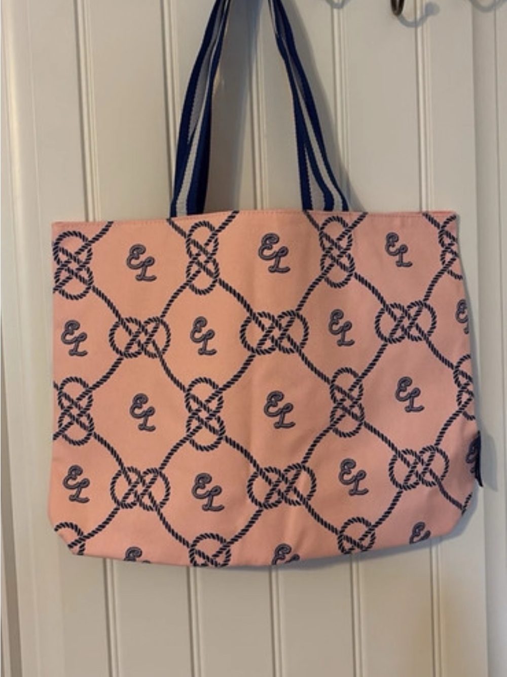 Estée Lauder Patterned Tote Bag with Navy Rope Detail